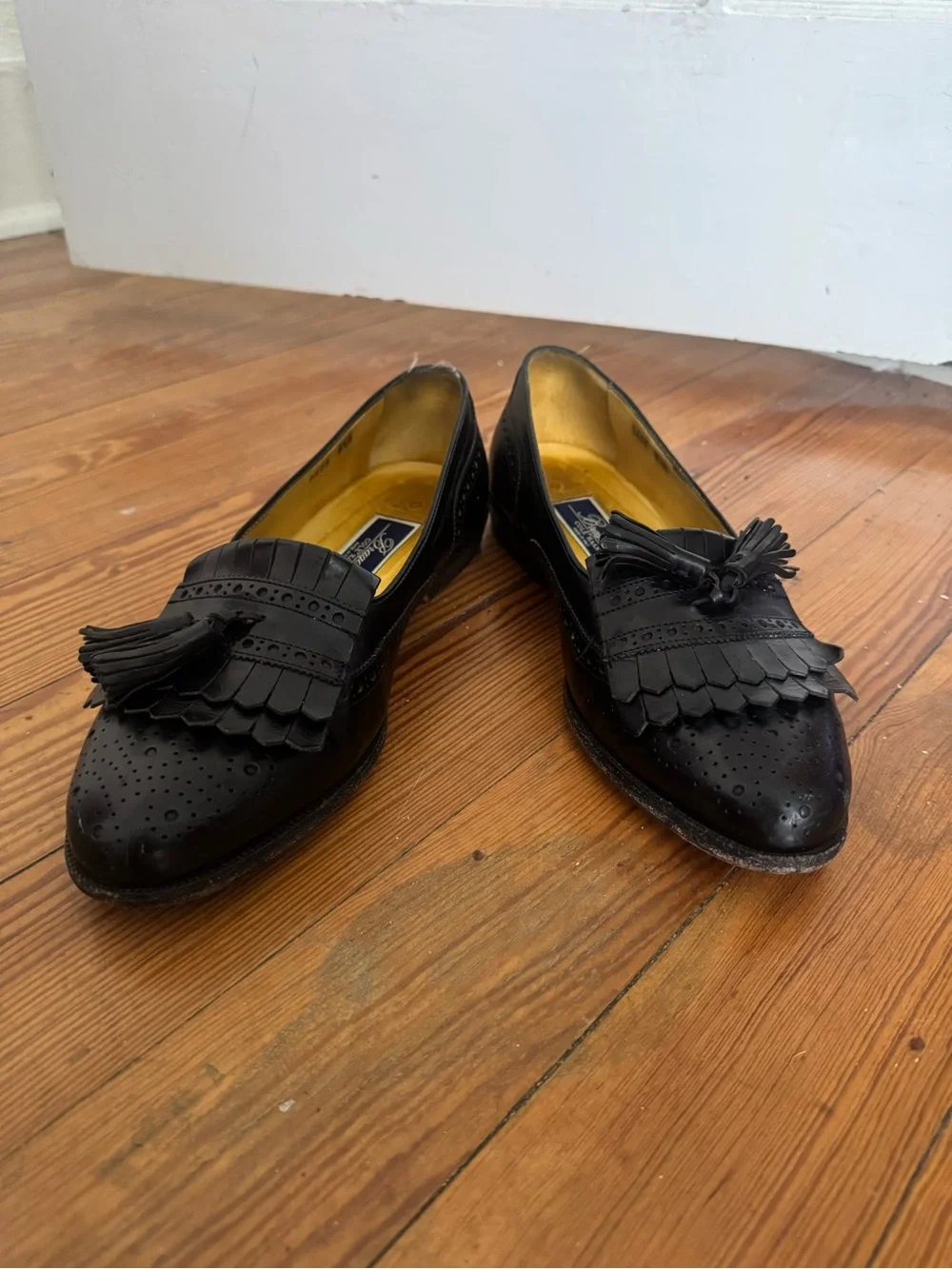 COLE HAAN Shoes Mens 8.5 M Black Leather Bragano Tassel Kiltie Loafer Made Italy